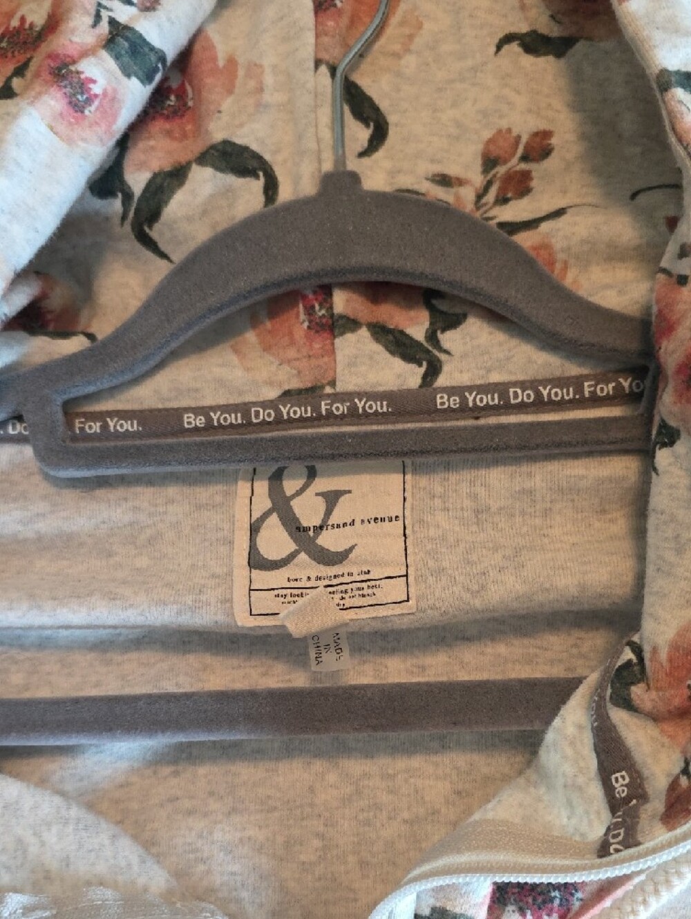 Ampersand & Ave Floral Half-Zip Floral Hoodie - Picture 3 of 3